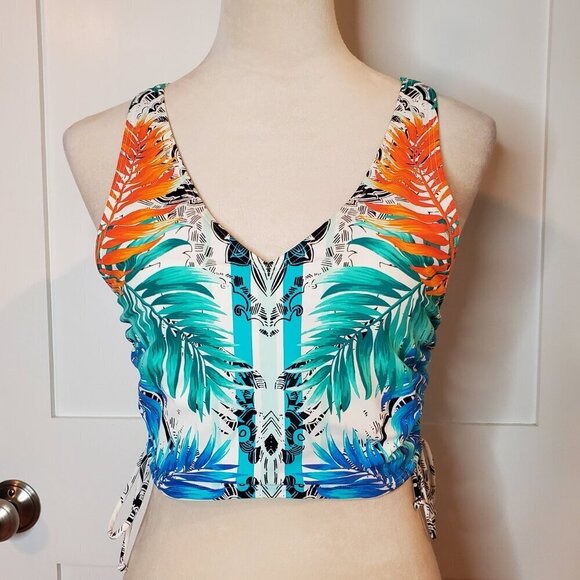 Skinny Dippers Other - SkinnyDippers SZ L Women Swim Multi Colr Top Crop Bikini Top Reversible Neckline